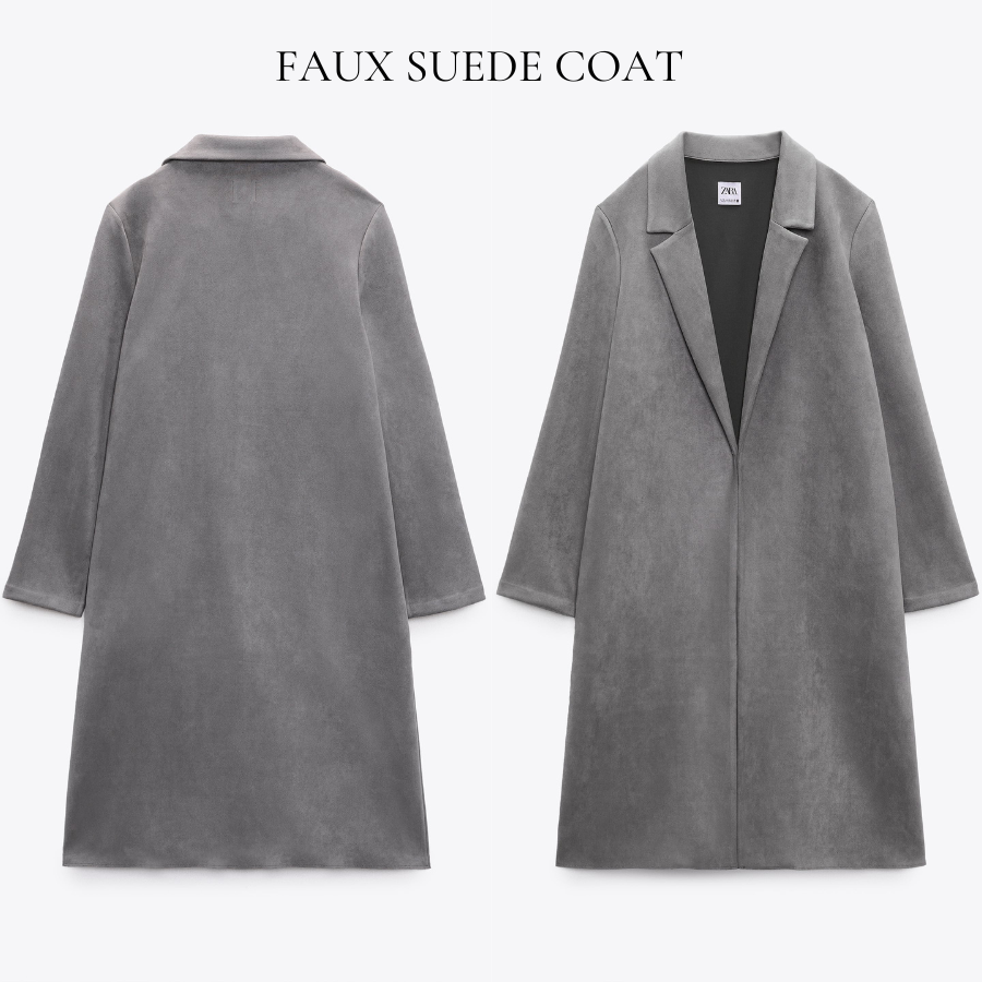 Minimalist wardrobe, style.Faux suede coat from Zara, classic trendy coat to wear throughout the entire year, over the dress, blouse, classic pants, jeans, just put on any shoes you like. 