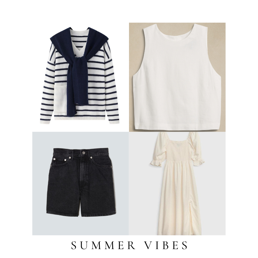 How to create a minimalistic wardrobe without sacrificing your style. Summer look, light, natural materials, casual.